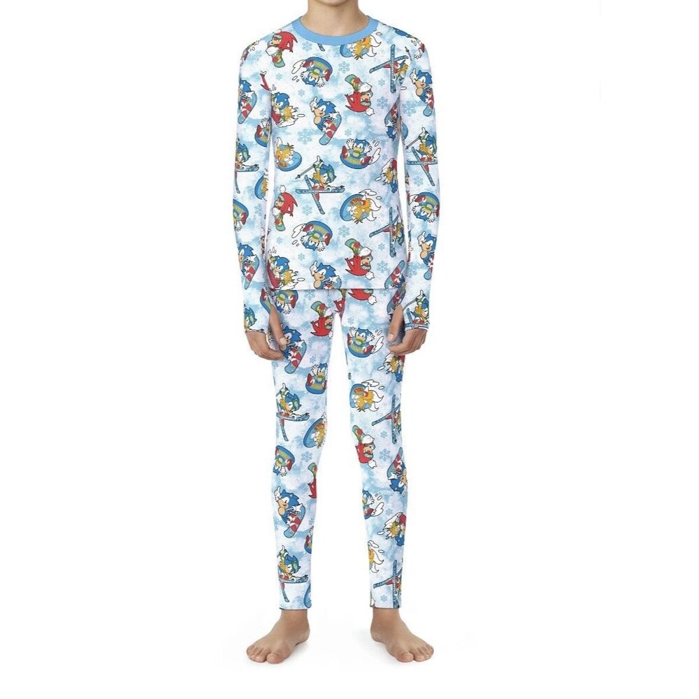 ClimateRight By Cuddl Duds Sonic Hedgehog Boys S (6/7) Fun Warm Underwear Set